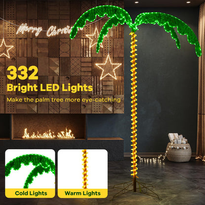 Goflame 7.5 FT Lighted Palm Tree, Tropical Christmas Tree with 332 LED Lights