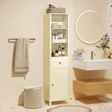 Goflame 67 Inch Tall Bathroom Cabinet, Narrow Floor Cabinet with Fluted Door