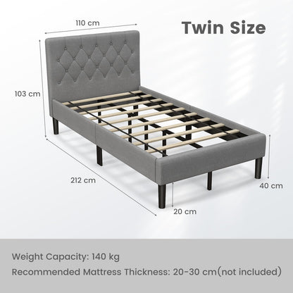 Goflame Twin Size Upholstered Bed Frame