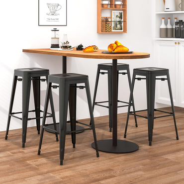 Goflame Metal Backless Bar Stools Set of 4, 30" Bar Height Modern Industrial Barstools w/Cut-out Handle
