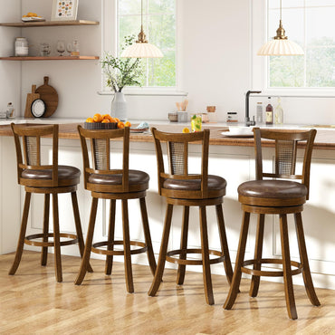 Goflame 30" Upholstered Leathaire Farmhouse Barstools for Kitchen Island Dining Room Pub