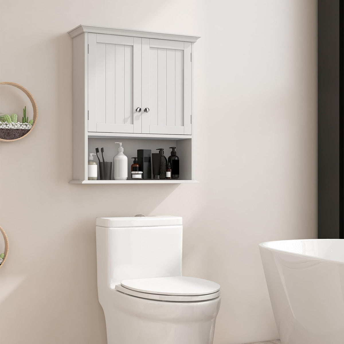 Goflame Wall Mounted Medicine Cabinets - Above Toilet Bathroom Cabinet with Adjustable Shelf