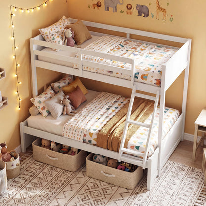 Goflame Twin Over Full Bunk Bed Wood Bunk Bed