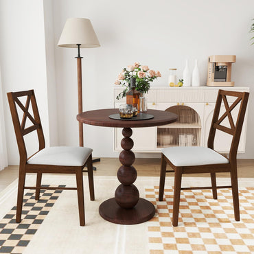 Goflame Wooden Dining Chairs Set of 2/4, Upholstered Kitchen Chairs w/Cross Back & Padded Seat