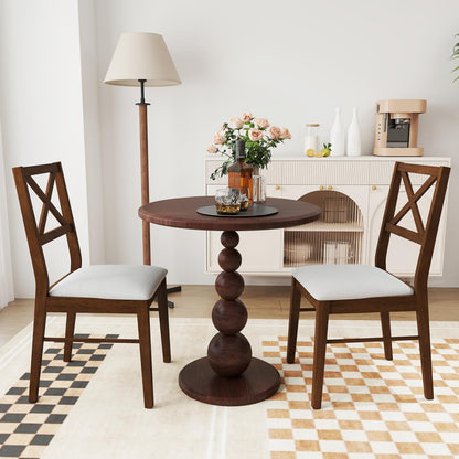 Goflame Wooden Dining Chairs Set of 2/4, Upholstered Kitchen Chairs w/Cross Back & Padded Seat