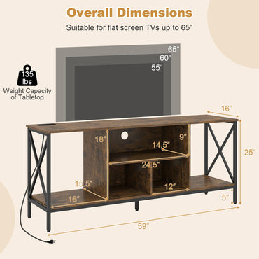 Goflame TV Stand with LED Lights for 65 Inch TV