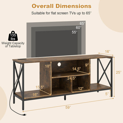 Goflame TV Stand with LED Lights for 65 Inch TV