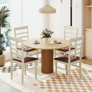 Goflame PU Leather Upholstered Kitchen Chair with Rubber Wood Frame