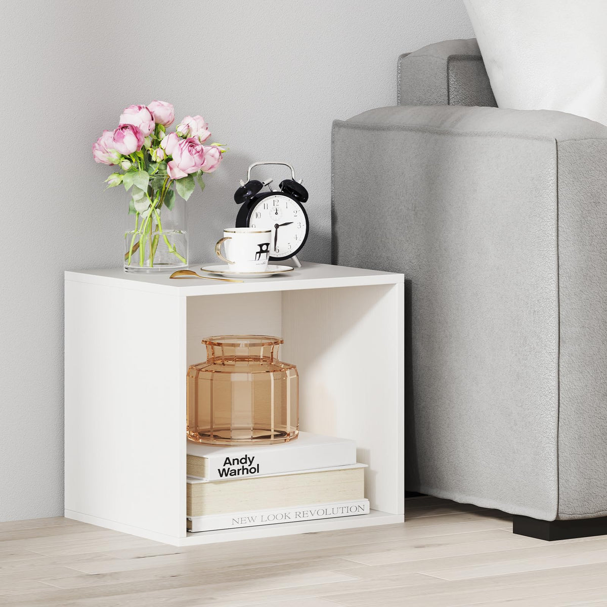 Goflame White Cubby Bookcase