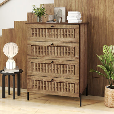 Goflame 4-Drawer Dresser with Interlocking Mechanism and Metal Legs for Bedroom