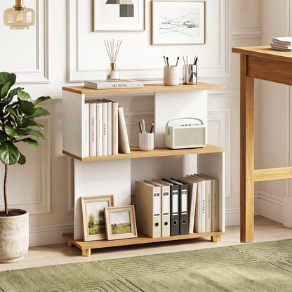 Goflame 3-Tier Geometric S Shaped Bookcase with Open Storage Shelves (1/2)