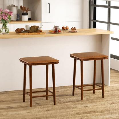 Goflame Bar Stools Set of 4, Wooden Backless Barstools for Kitchen Island