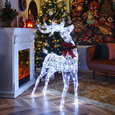 Goflame Lighted Christmas Reindeer | 4.4 FT Pre-Lit Xmas Holiday Decoration