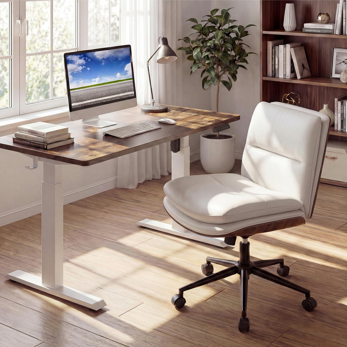 Goflame Armless Office Chair with Wheels for Home Office & Bedroom