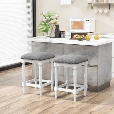 Goflame Bar Stools Set of 2, 3-Height Adjustable 19"/27"/31" Wood Barstools with Padded Seat