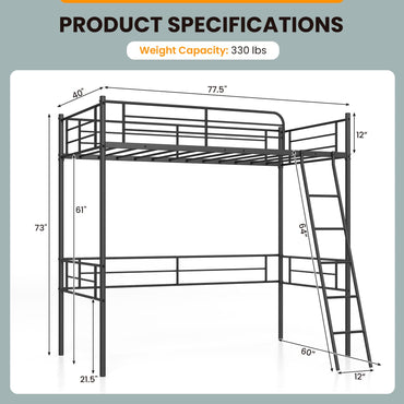Metal Loft Bed Twin Size - Goflame