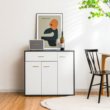 Goflame Buffet Cabinet with Storage, 3 Door Kitchen Cupboard with Large Drawer, Adjustable Shelf