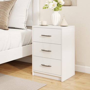 Goflame Nightstand with 3 Drawers, Modern Night Stand with Storage Drawers, White