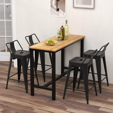 Goflame Metal Bar Stools Set of 4, 24" Counter Height Modern Industrial Barstools w/Removable Bucket Back & Footrest