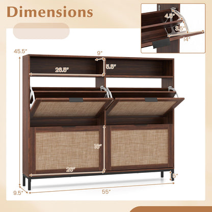 Goflame Large Shoe Storage Cabinet w/ 4 Flip Drawers