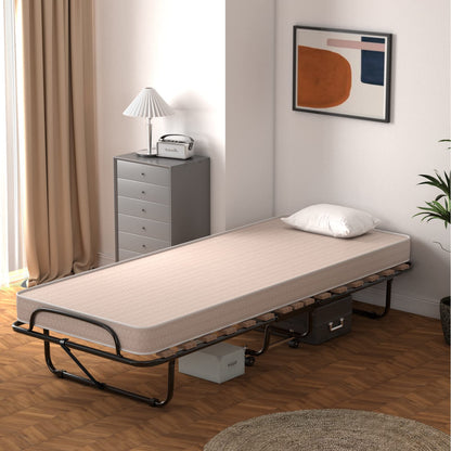 Goflame Folding Bed with Mattress for Adults, 75" x 32" Rollaway Guest Beds w/ 3 Inch Foam Mattress & Sturdy Metal Frame