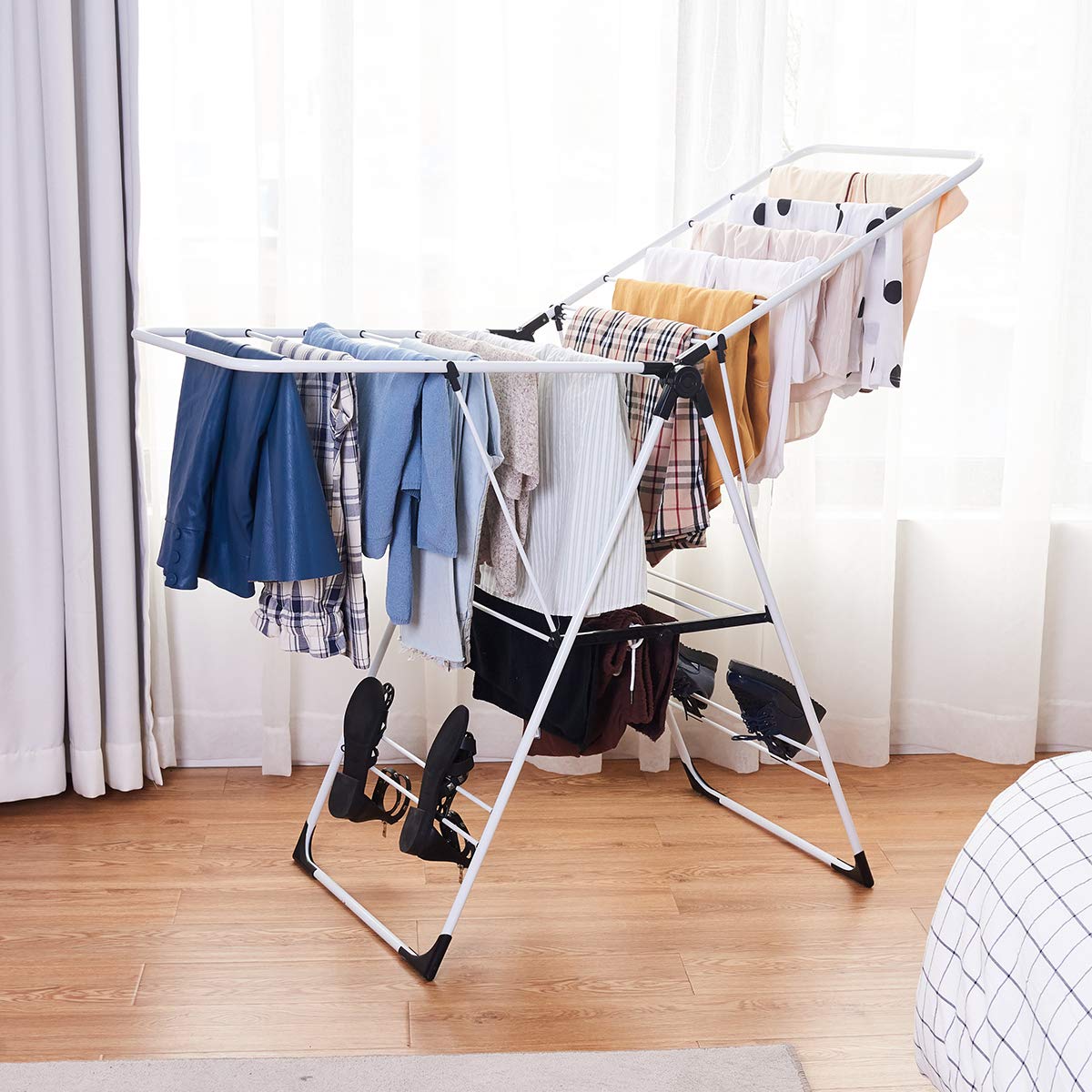 GOFLAME Steel Clothes Drying Rack with Adjustable Wings
