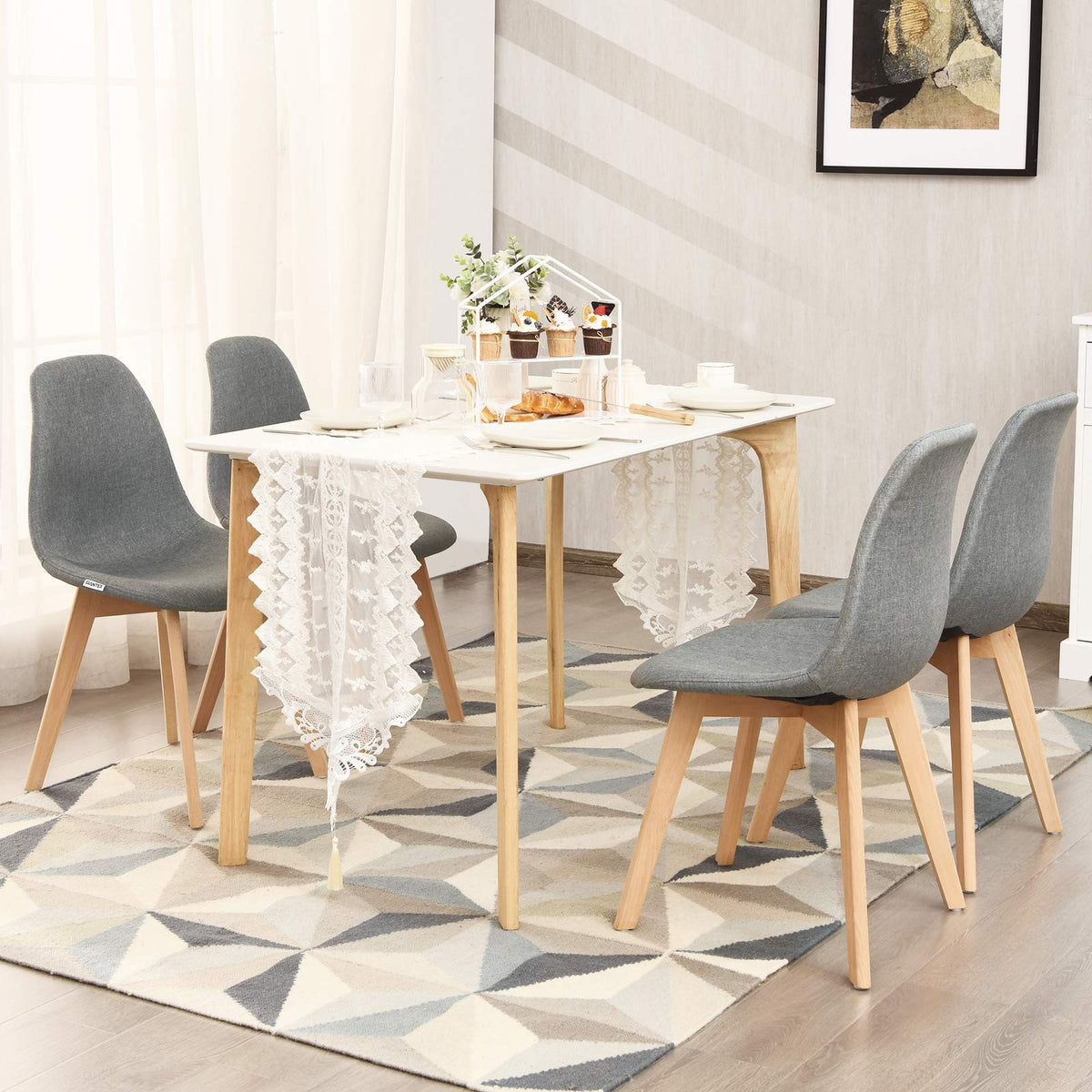Goflame Set of 2 or 4 Modern Fabric Dining Chairs, Upholstered Accent Chair, Grey