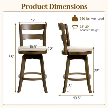 Goflame 25" Swivel Bar Stools Set of 2/4 with Fabric Upholstered Seat