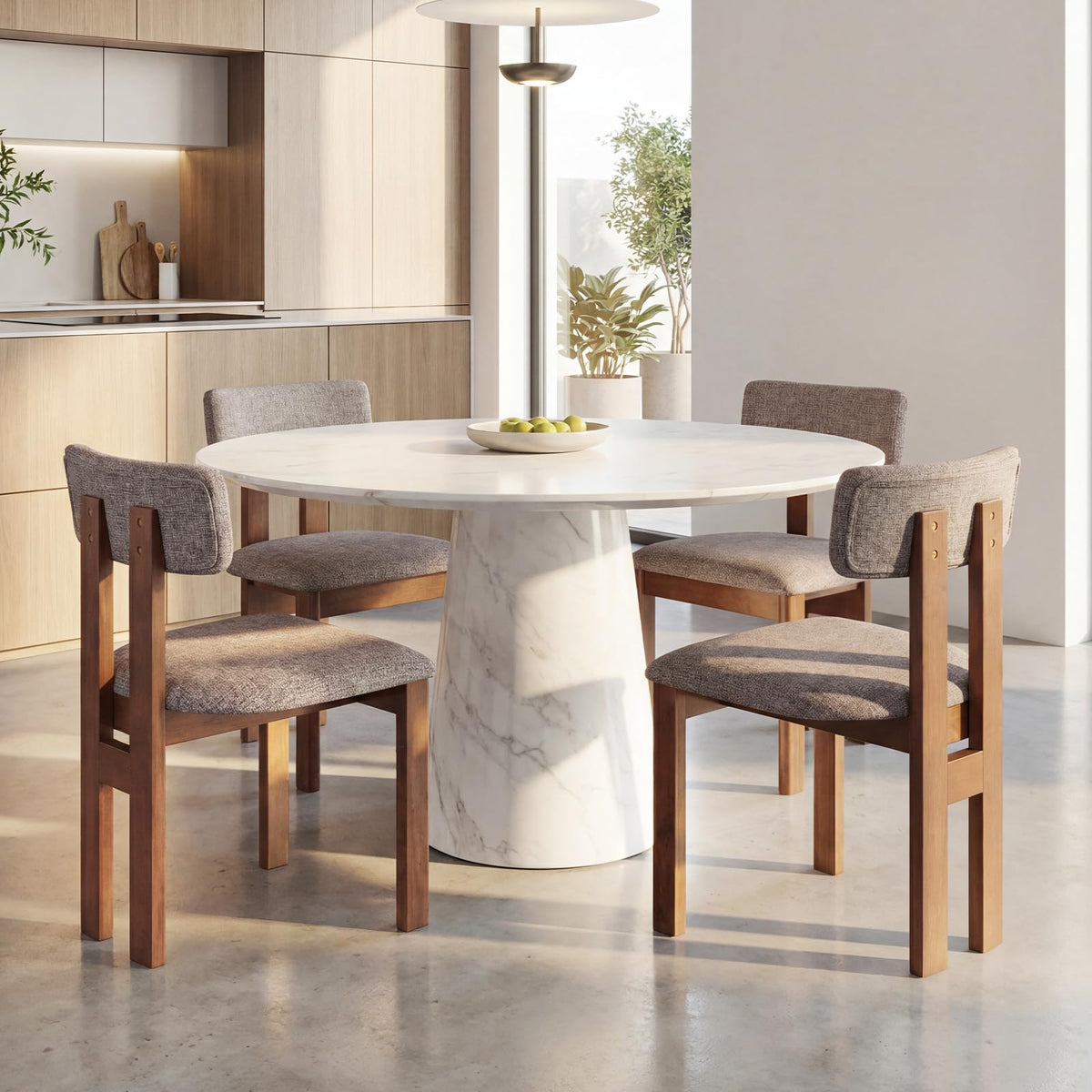 Goflame Upholstered Kitchen Chairs with Curved Backrest