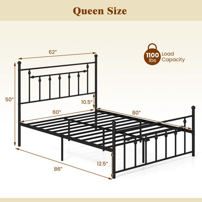 Goflame Twin Bed Frames with Headboard and Footboard, Victorian Style Twin Platform Bed