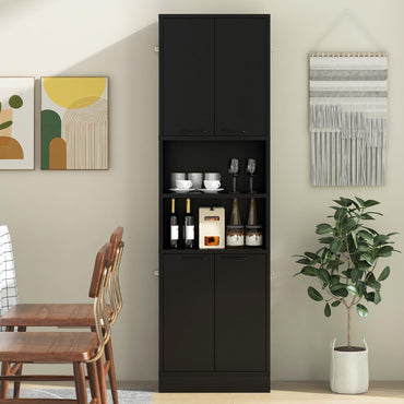 Goflame Kitchen Pantry Cabinet, 75” Tall Freestanding Cupboard with Doors & Shelves
