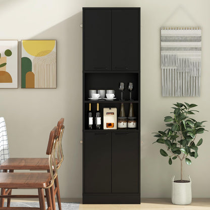 Goflame Kitchen Pantry Cabinet, 75” Tall Freestanding Cupboard with Doors & Shelves