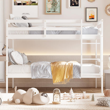 Goflame Bunk Bed Twin Over Twin White, Solid Wood Bunk Bed