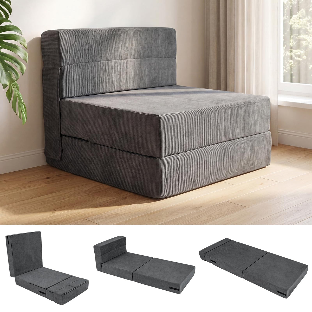Goflame 4-in-1 Folding Sofa Bed | Convertible Sleeper Chair for Adults