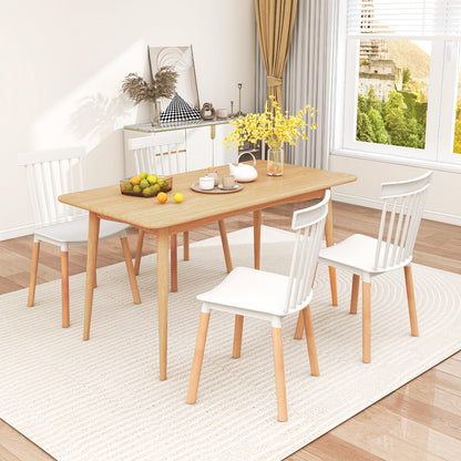 Goflame Set of 4 Windsor Dining Chairs White, Modern Kitchen Chairs w/Spindle Backs & Curved Seats