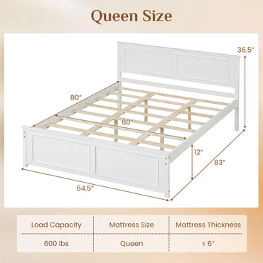 Goflame Wood Queen/Full/Twin Size Farmhouse Solid Platform Bed