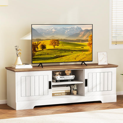 Goflame Farmhouse TV Stand for TVs up to 65" Entertainment Center with Storage Cabinets