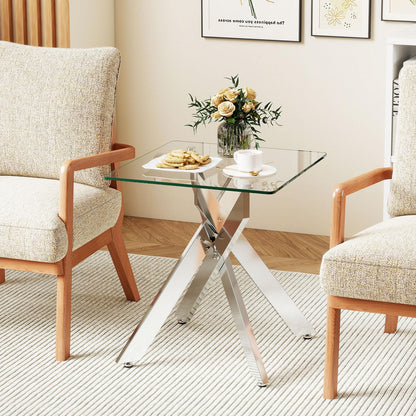 Goflame Glass Side Table Square Sofa Couch End Table