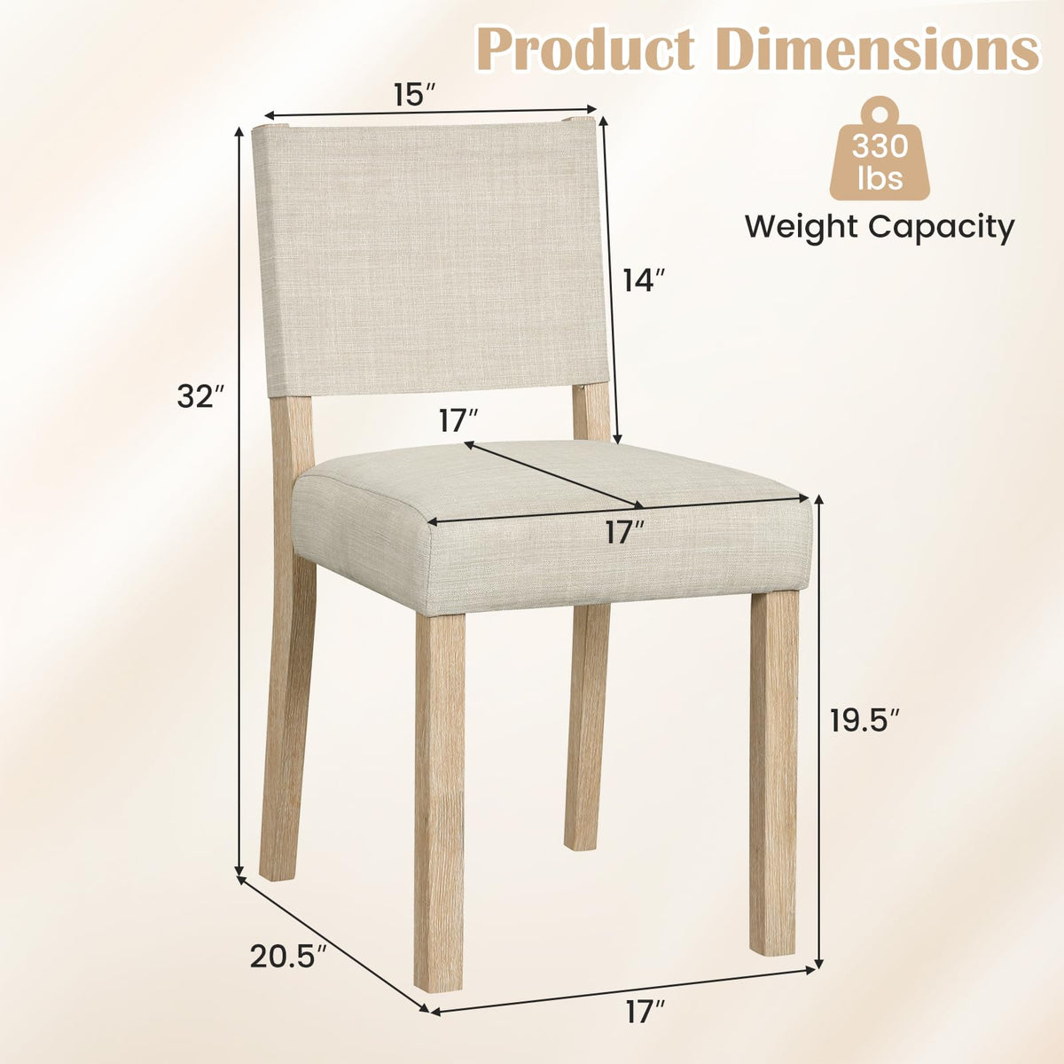 Goflame Set of 2/4 Upholstered Dining Chairs with Linen Fabric Seat