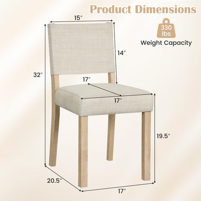 Goflame Set of 2/4 Upholstered Dining Chairs with Linen Fabric Seat