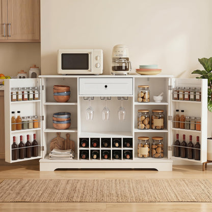 Goflame 47.2" Sideboard Buffet Cabinet with Drawer & Wine Rack