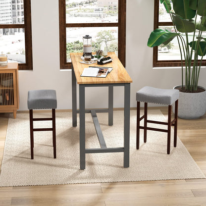 Goflame 29.5" Bar Height Bar Stools Set of 4 - Backless Saddle Barstools with Nailhead Linen Foam Seat