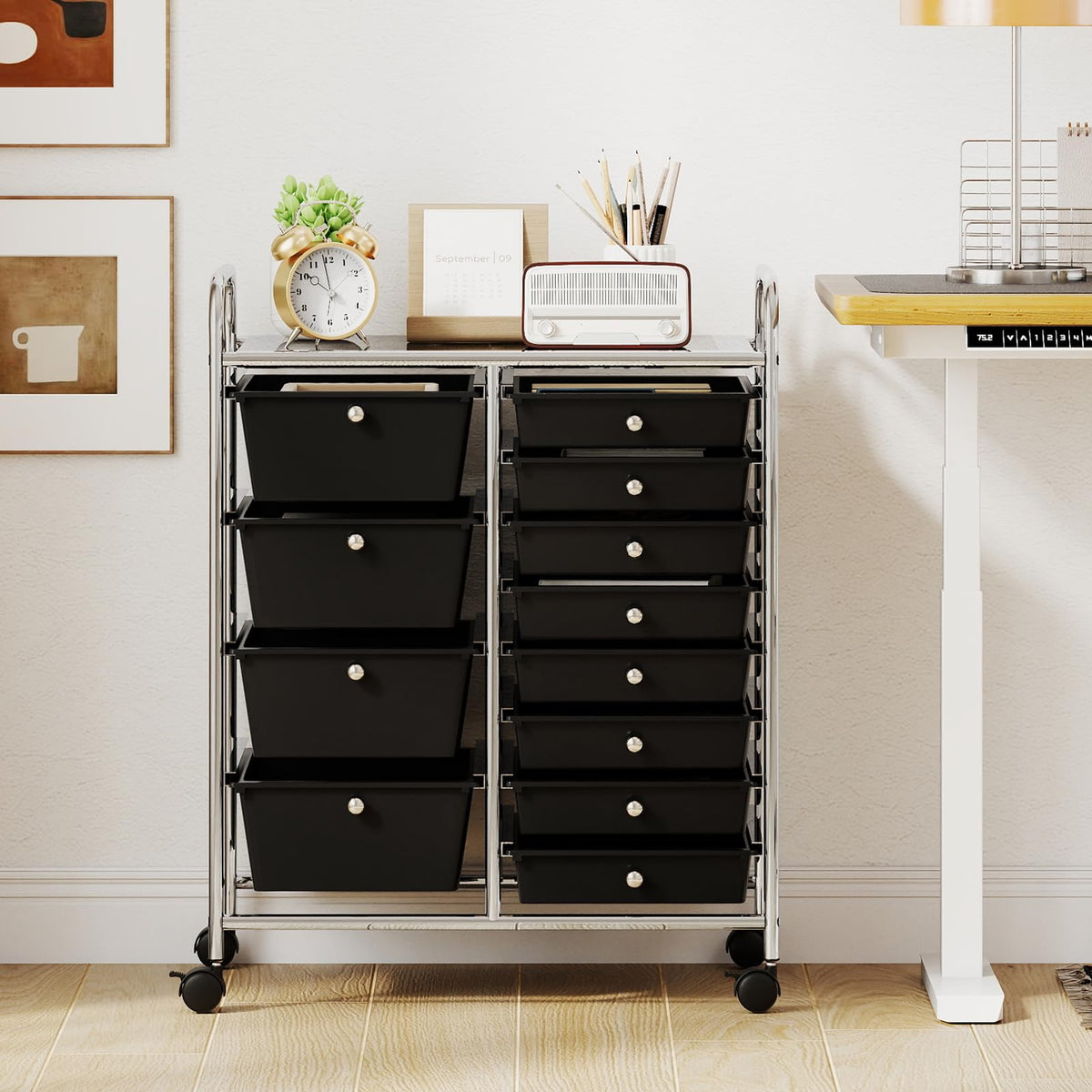 Goflame 12 Drawer Rolling Cart with Drawers Storage Organizer Cart