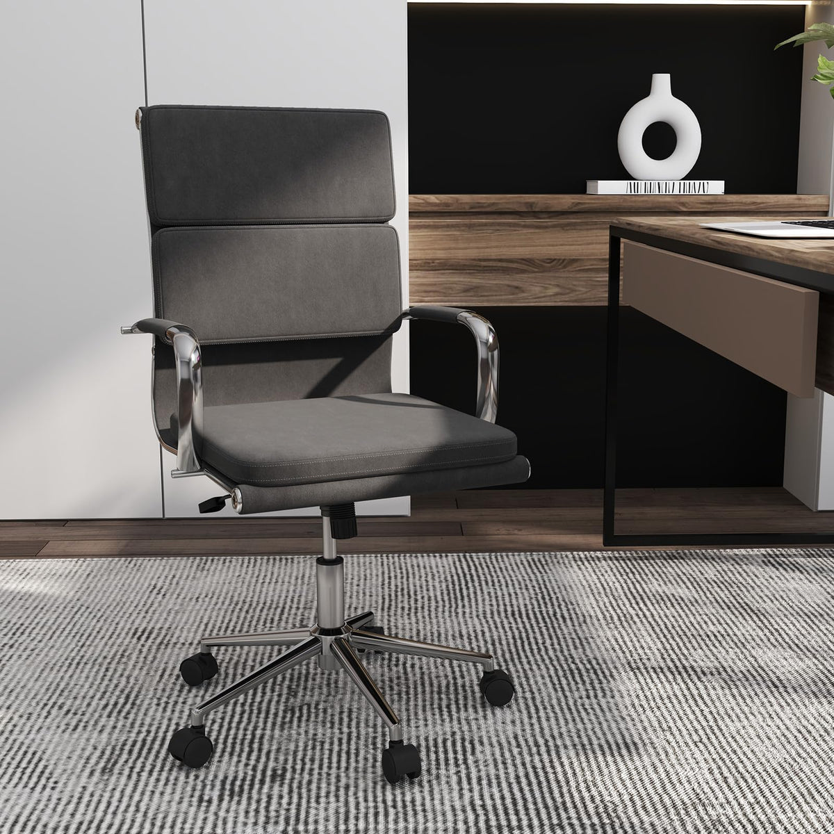Goflame Ergonomic Office Chair Mid Back Fabric Desk Chair with Armrest