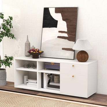 Goflame TV-Stand for Bedroom Entertainment Center - Modern TV Console Cabinet with 2 Drawers, 4 Compartments