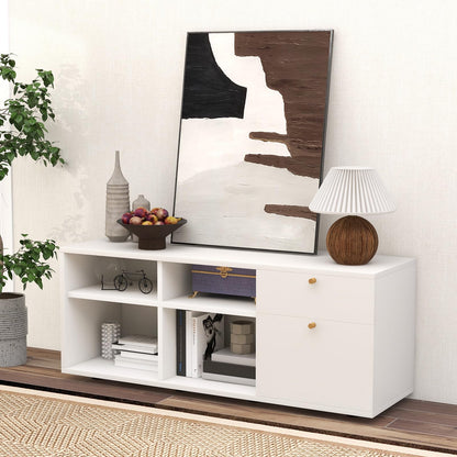 Goflame TV-Stand for Bedroom Entertainment Center - Modern TV Console Cabinet with 2 Drawers, 4 Compartments