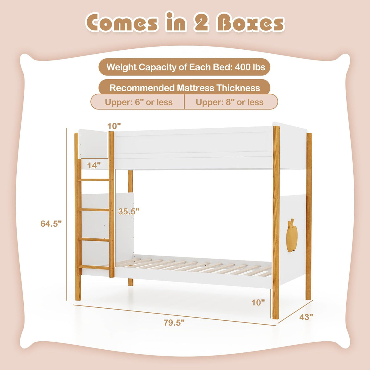 Goflame Wood Twin Over Twin Bunk Bed