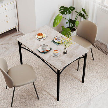 Goflame Dining Table with Large Faux Marble Tabletop