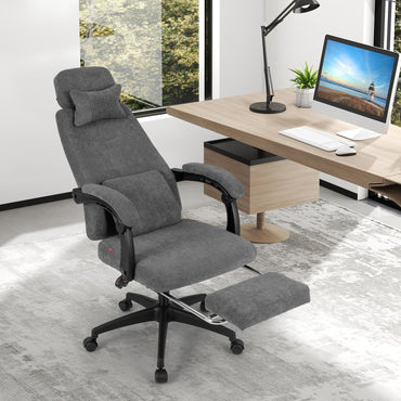 Goflame Reclining Office Chair Chenille Fabric Desk Chair with Padded Linkage Armrests