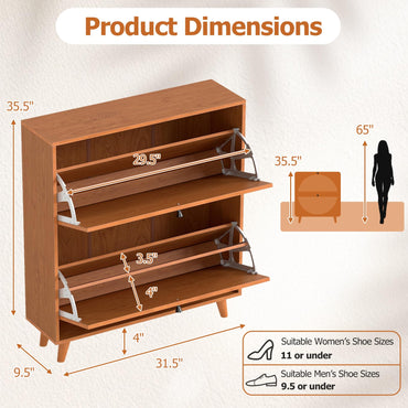 Goflame Shoe Storage Cabinet with 2 Flip Drawers
